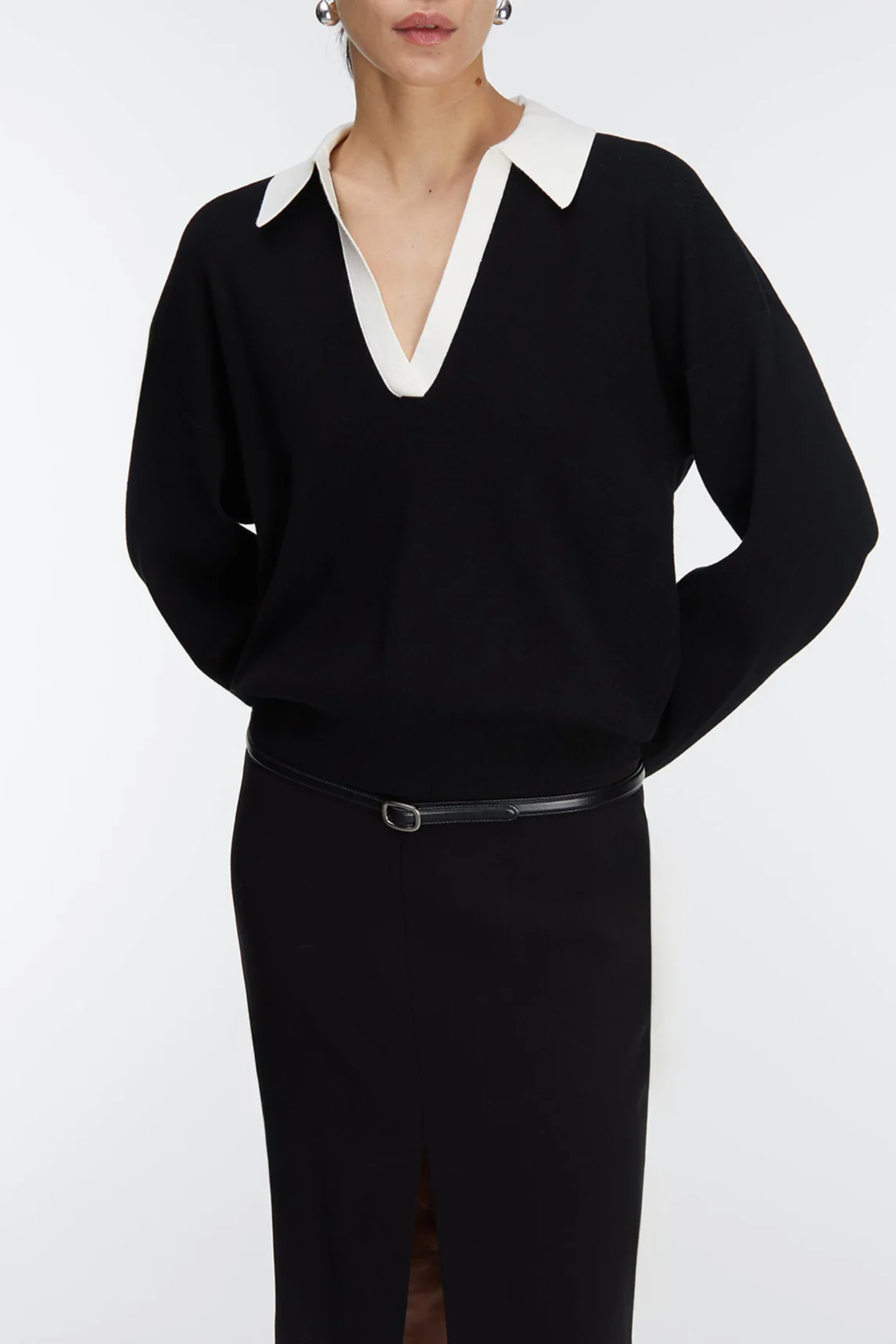 CONTRAST COLLARED SWEATER - Image 3
