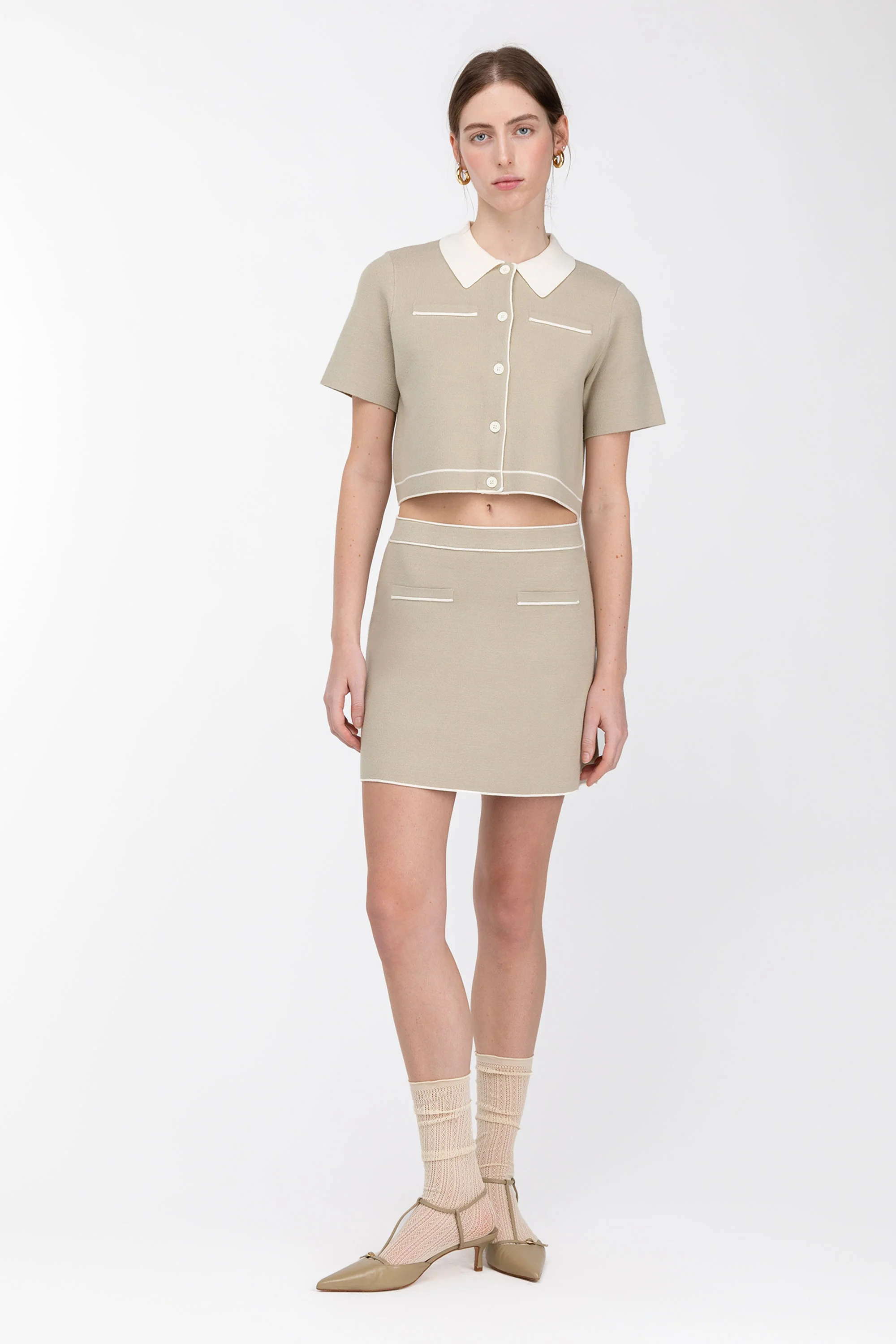 CROPPED KNIT CONTRAST TRIM TOP - Image 15