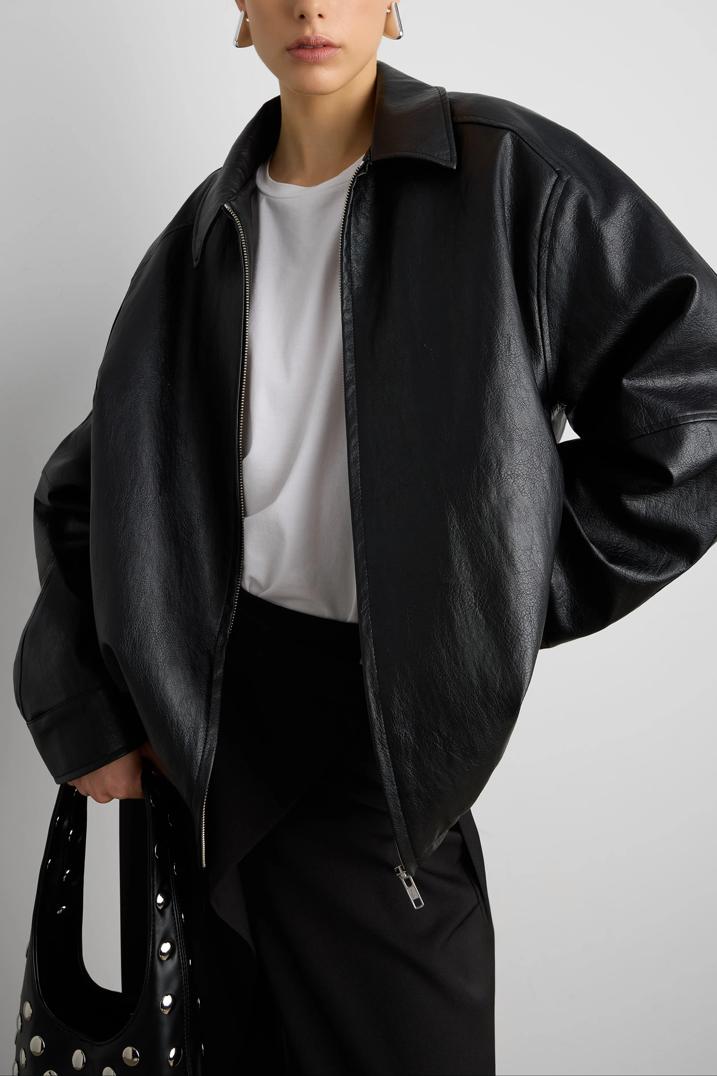 VEGAN LEATHER BOMBER JACKET - Image 10