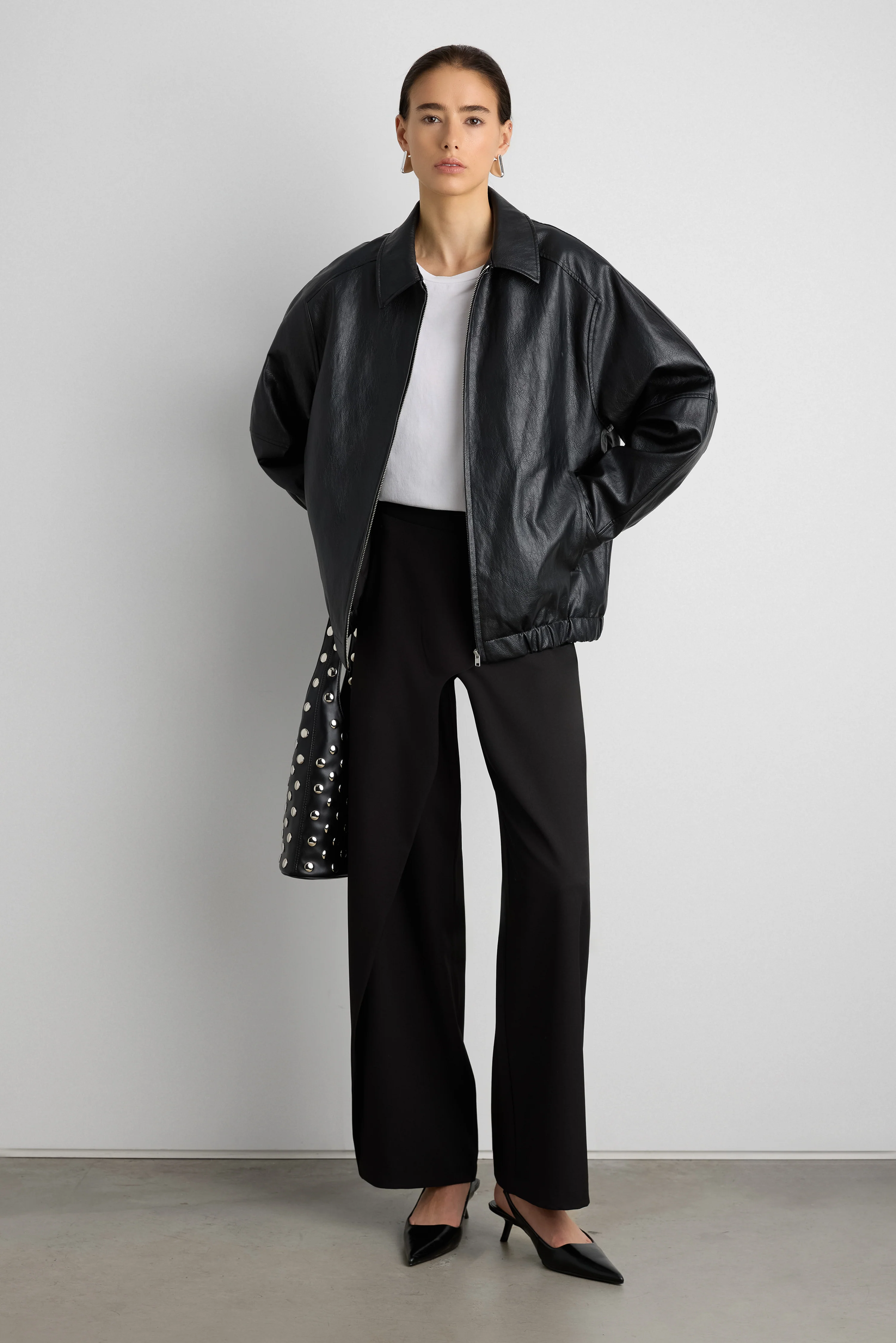 VEGAN LEATHER BOMBER JACKET - Image 11