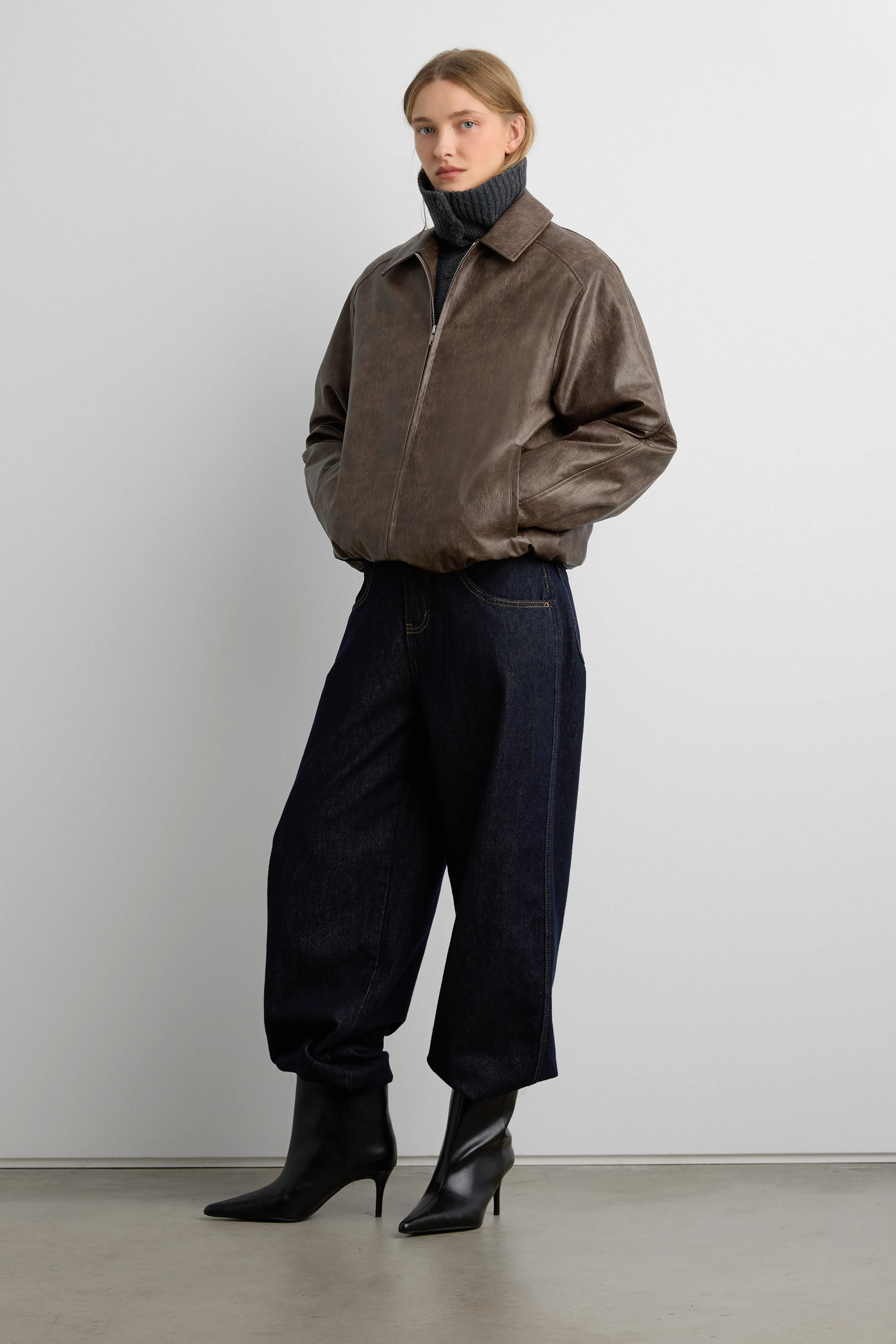 VEGAN LEATHER BOMBER JACKET - Image 5