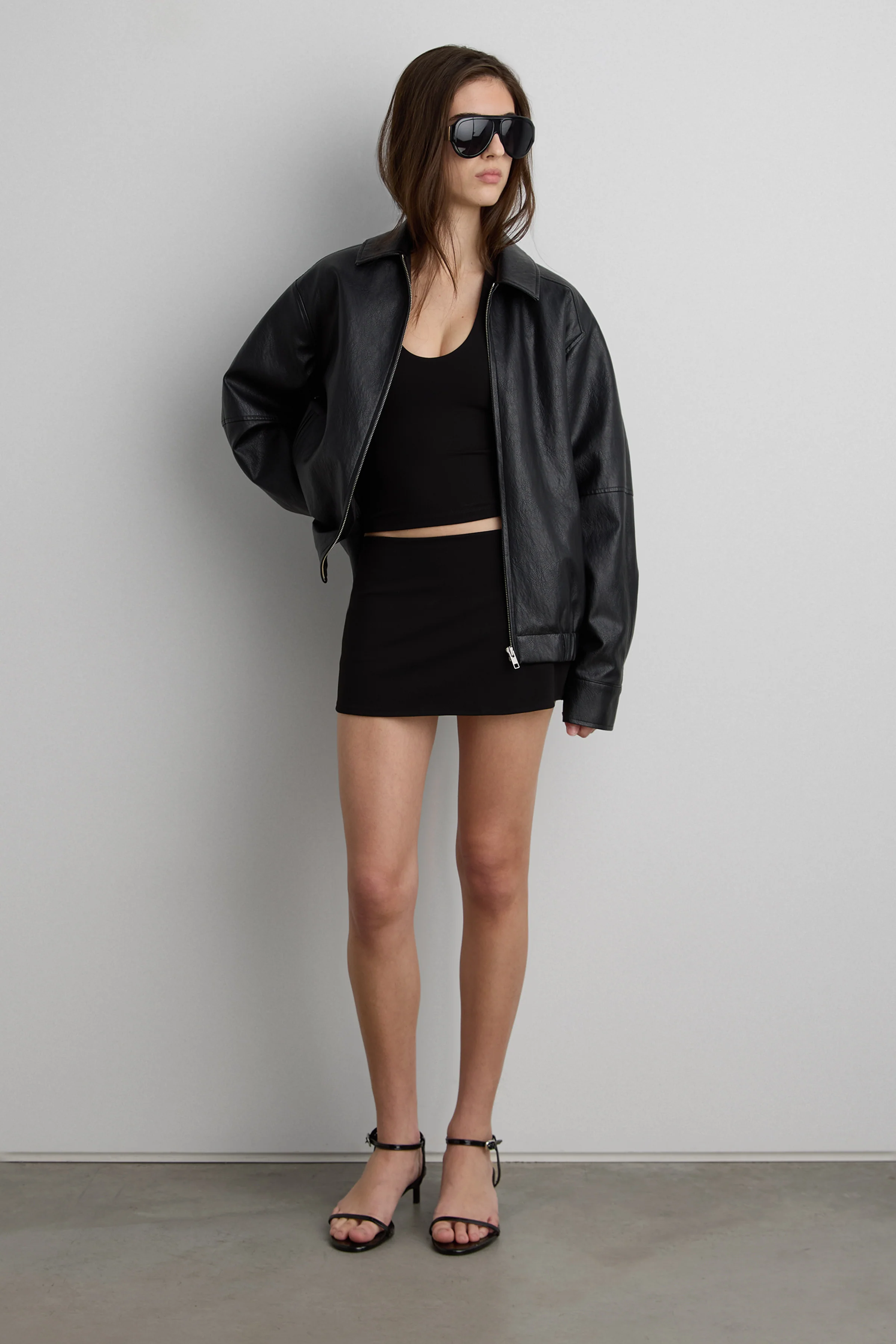 VEGAN LEATHER BOMBER JACKET - Image 9