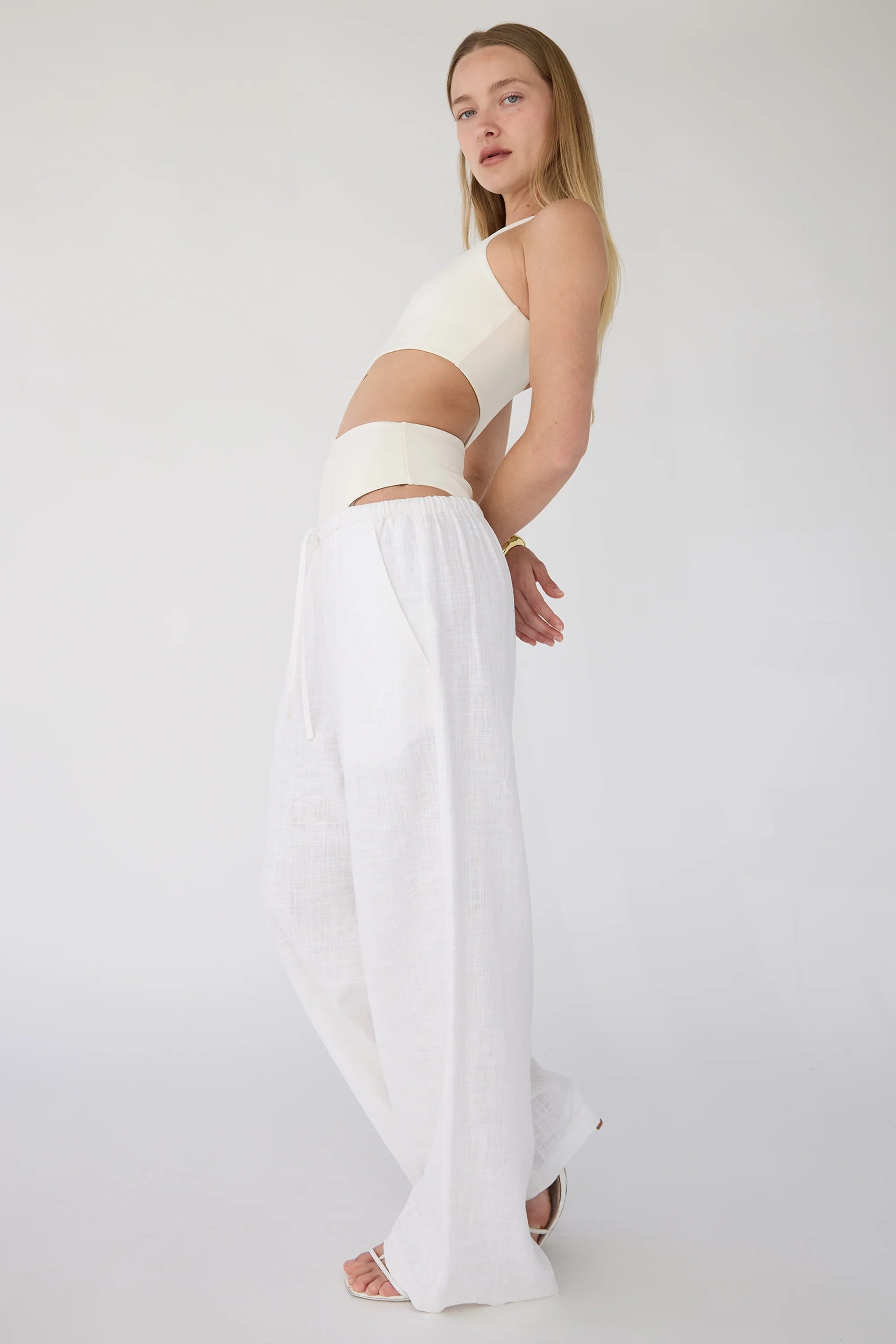 LINEN BLEND WIDE LEG PANT - Image 14