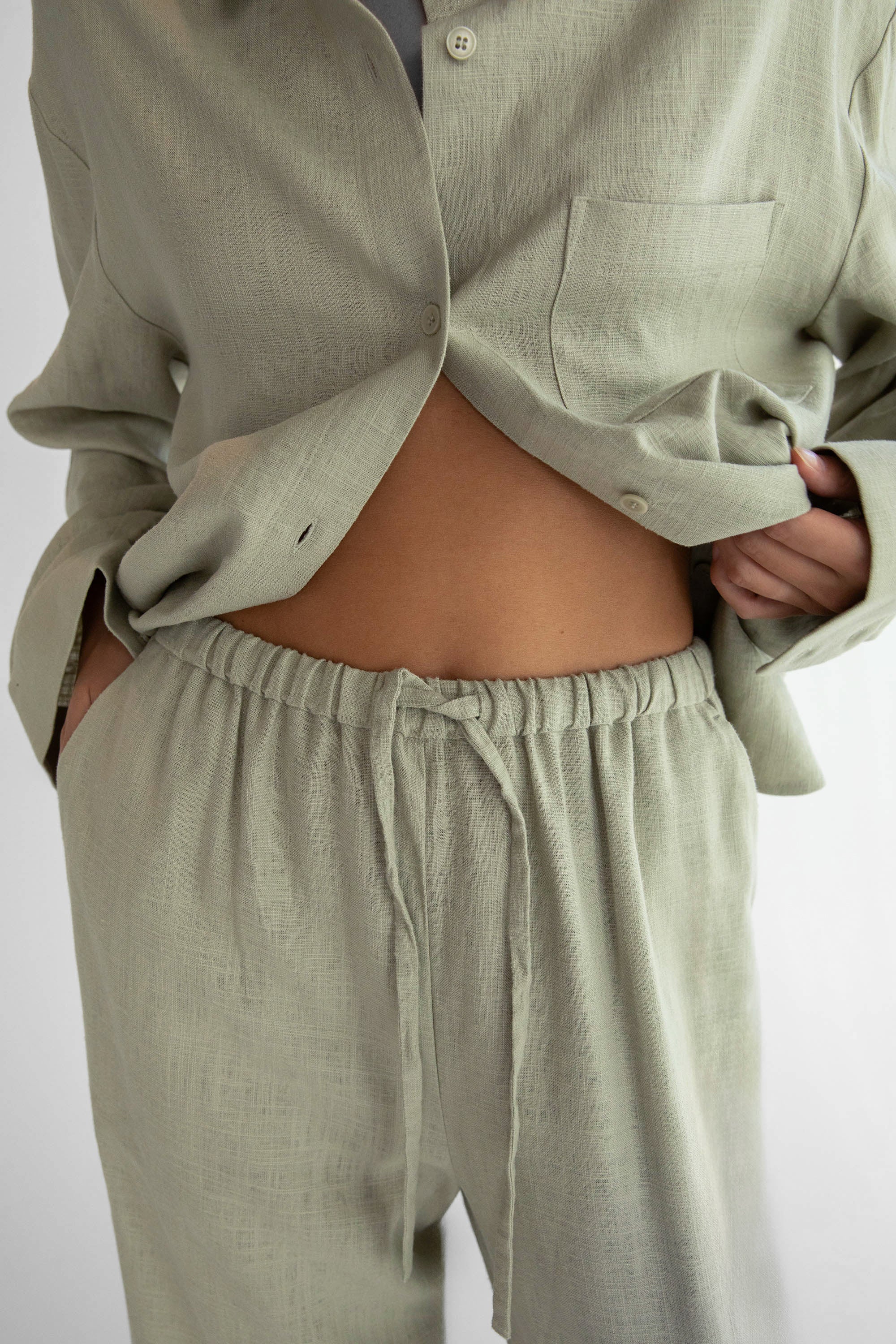 LINEN BLEND WIDE LEG PANT - Image 4