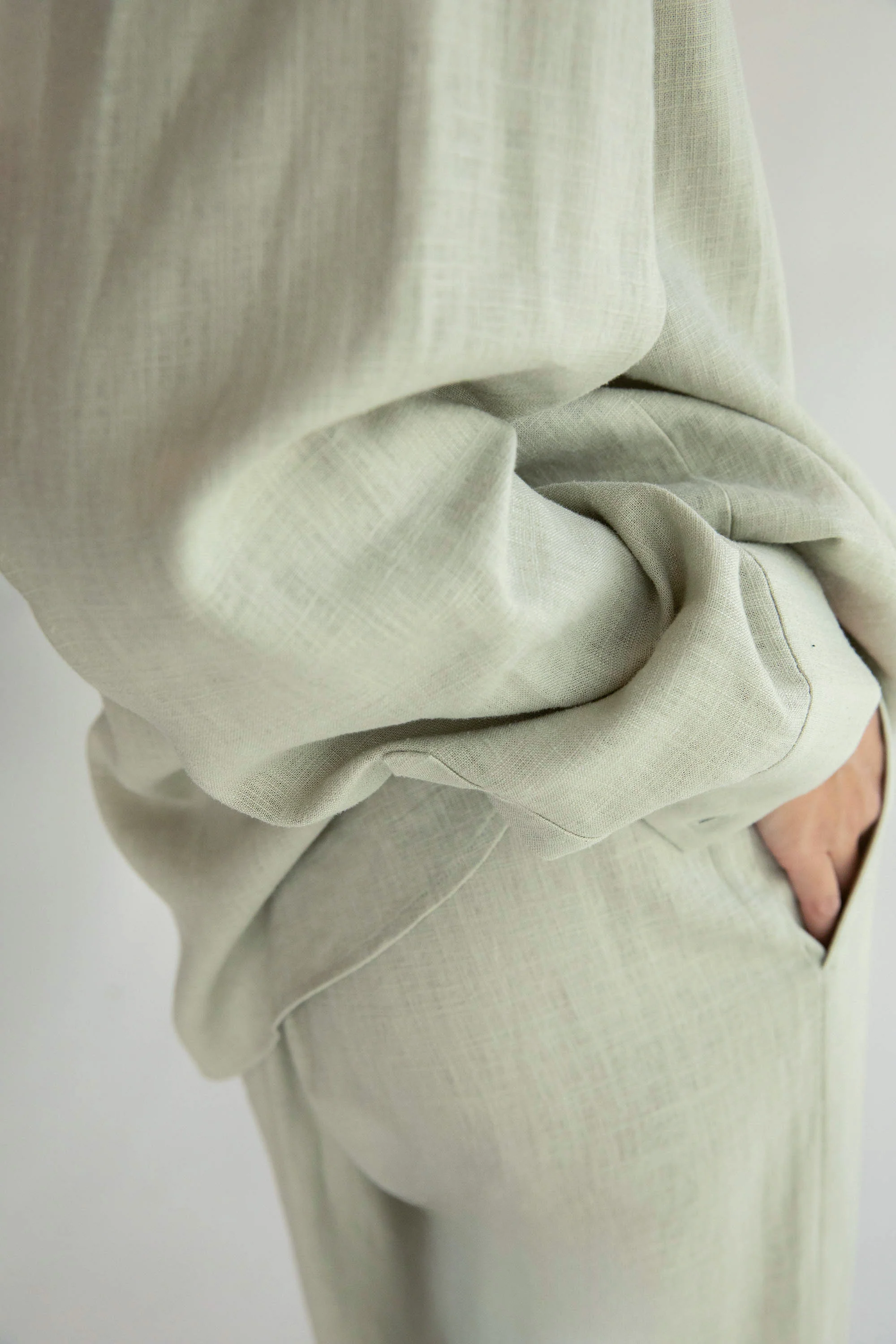 LINEN BLEND WIDE LEG PANT - Image 5