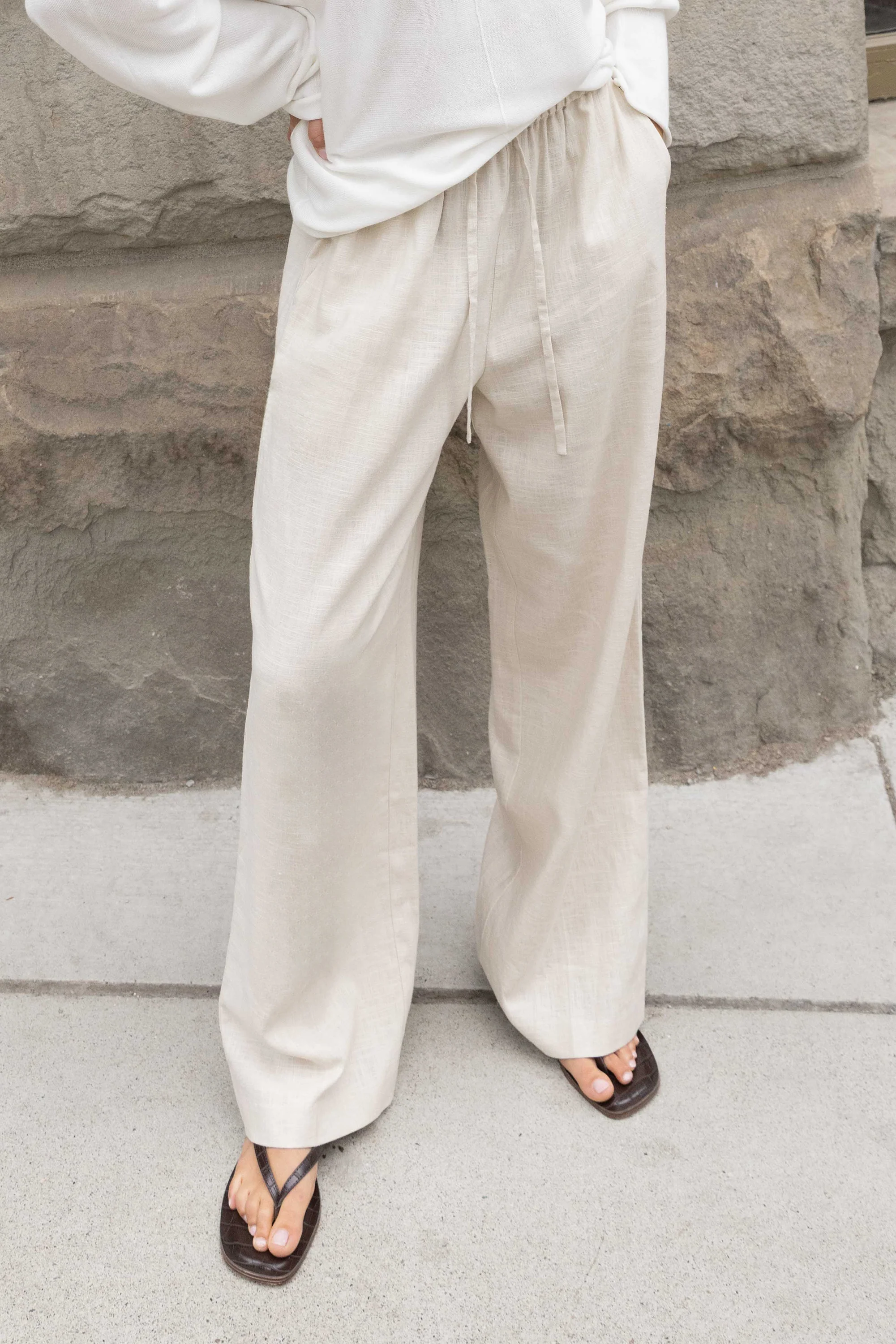 LINEN BLEND WIDE LEG PANT - Image 7