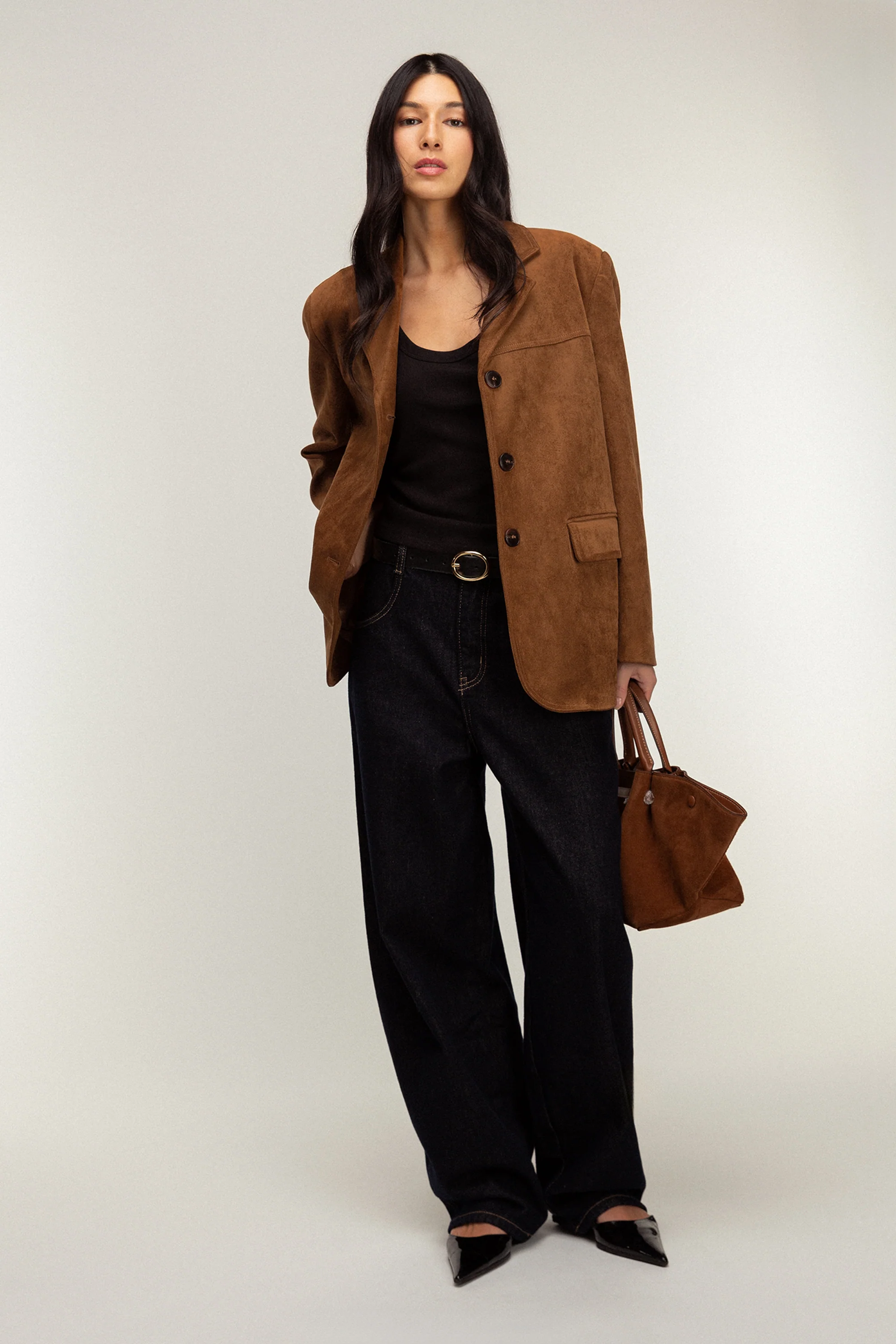 OVERSIZED VEGAN SUEDE BLAZER - Image 9