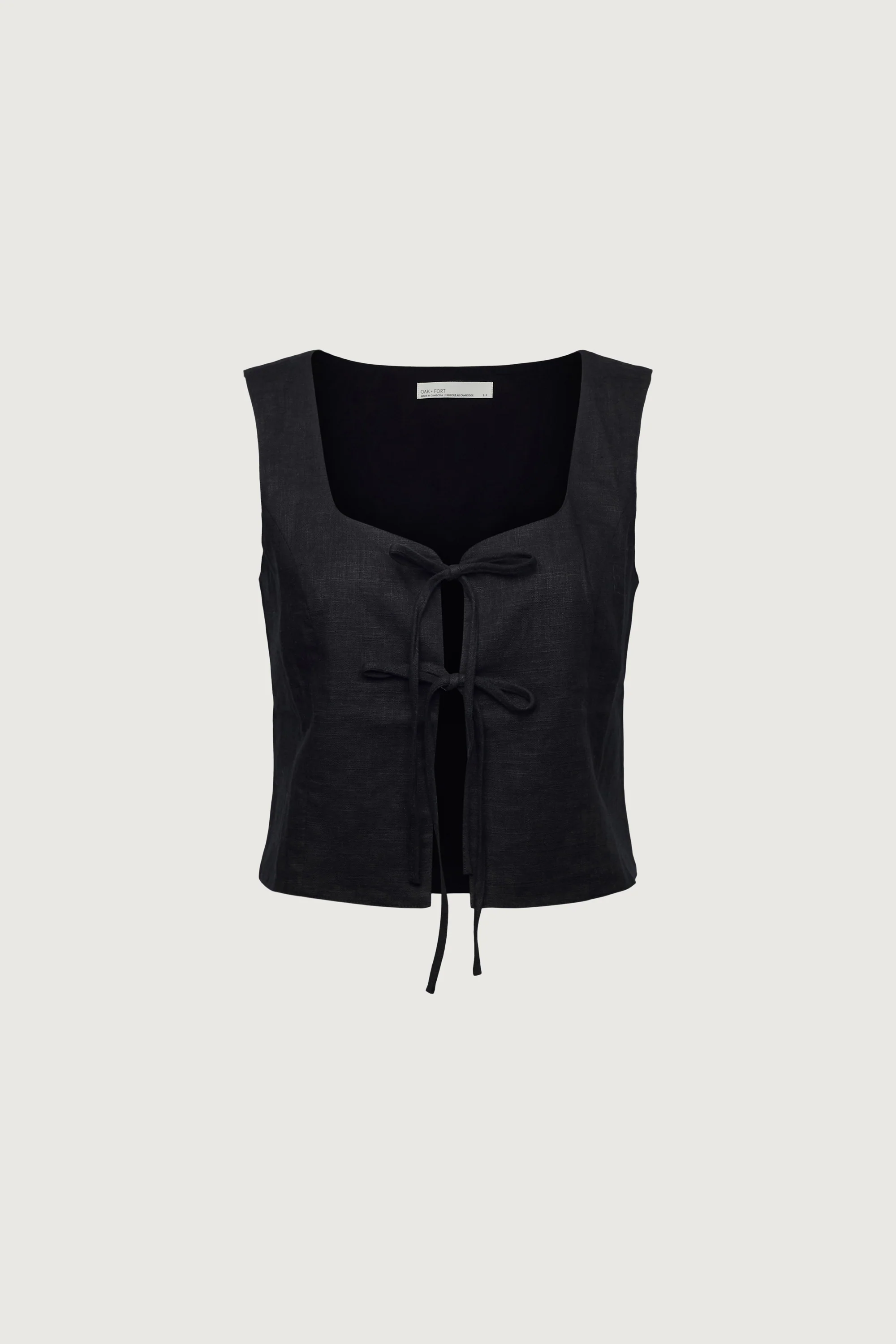 LINEN BLEND TIE FRONT TANK TOP - Image 6