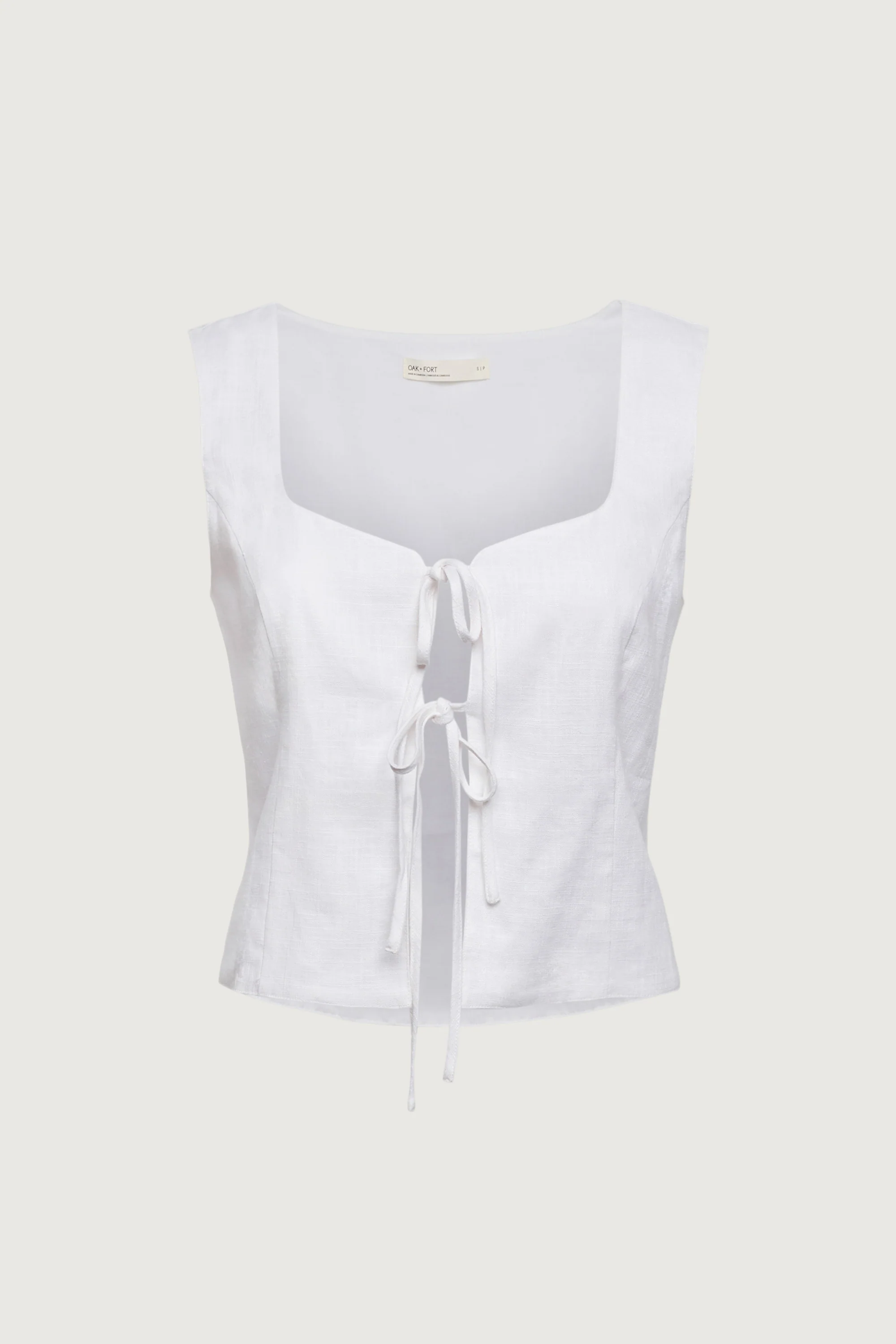 LINEN BLEND TIE FRONT TANK TOP - Image 8