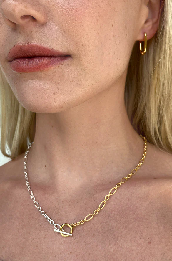 TWO-TONE FIGARO CHAIN NECKLACE - Image 3