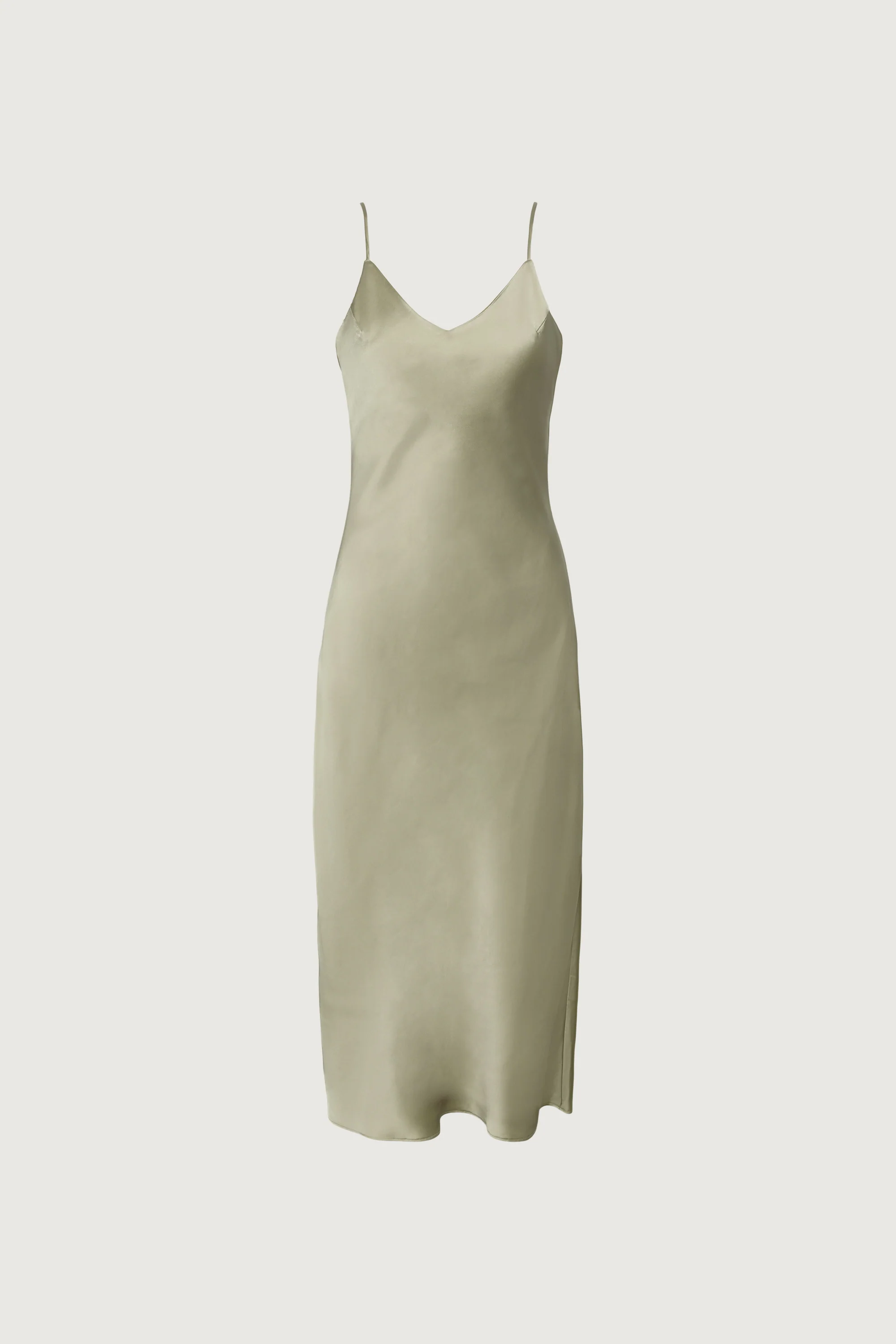 SATIN V-NECK SLIP MIDI DRESS - Image 5